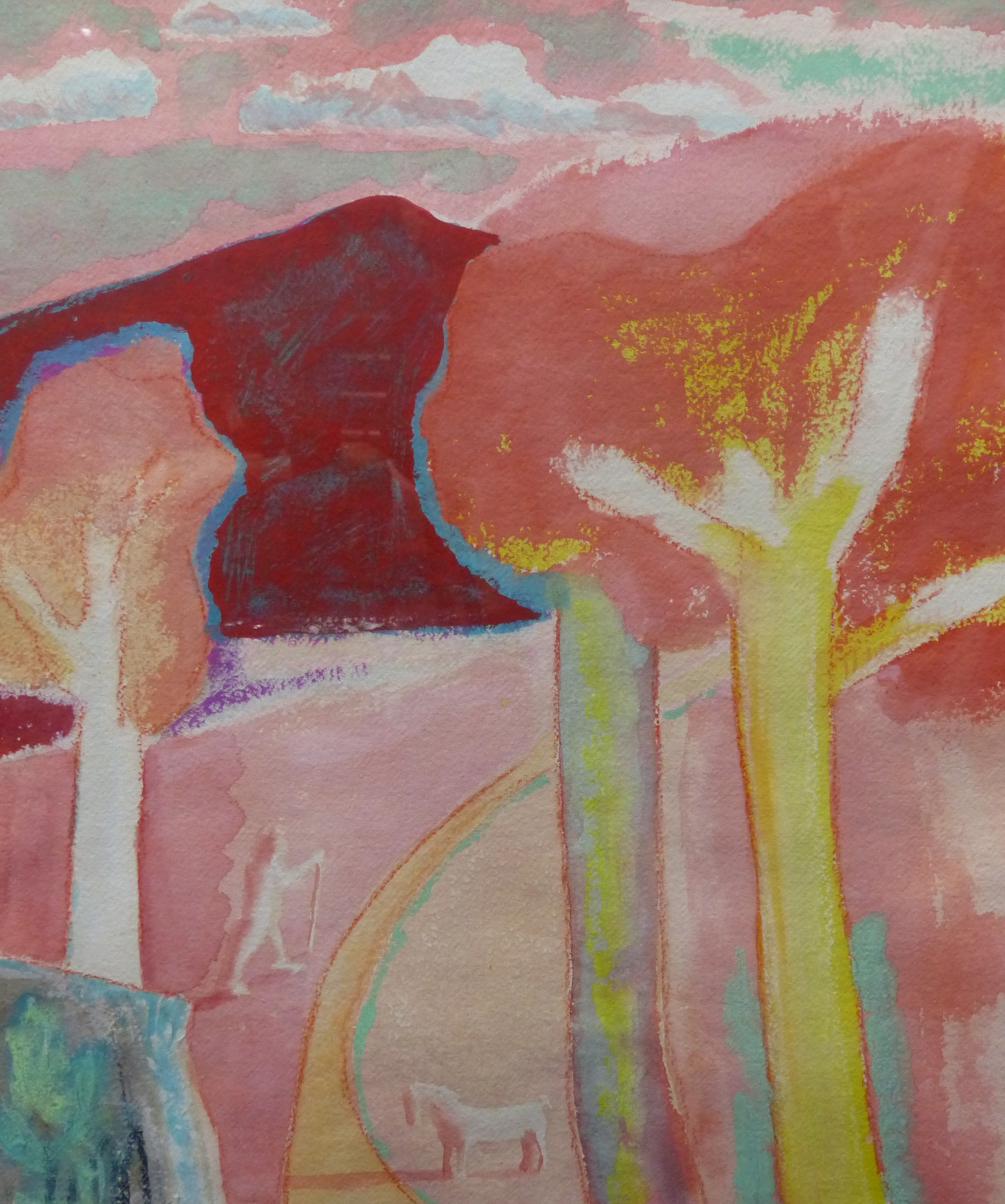 Sonia Lawson, watercolour, 'Vesuvius', signed, 59 x 51cm